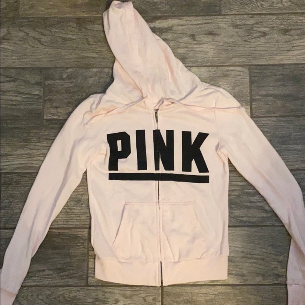 Victoria secret pink zip hoodie light pink